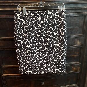 J. Crew Black and White Floral Pencil Skirt